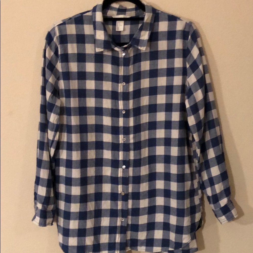 H&M blue and white gingham button down US 14